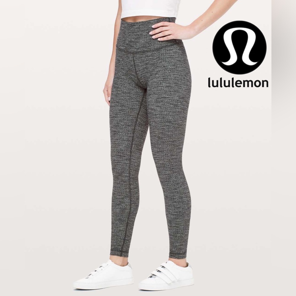 Lululemon Wunder Under Pant Hi-Rise Luon Variegated Knit Black Heathered Black 6